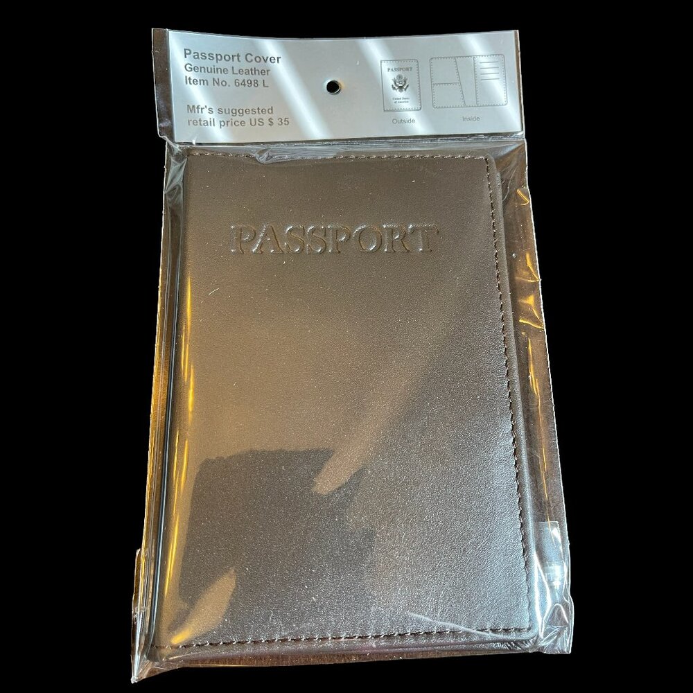 Winn International Passport Holder Case 6498 L Leather Brown